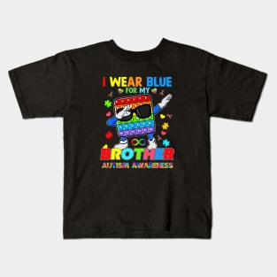 Poplt Dab I Wear Blue For My Brother Puzzle Autism Awareness Kids T-Shirt